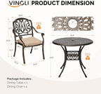 vingli 5-piece outdoor patio dining set, cast aluminum on a desk or shelf