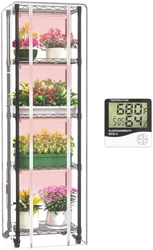indoor greenhouse with grow lights 40w , 15.7" shown in use