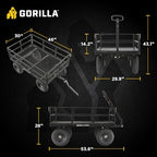 gorilla carts steel utility garden cart, 1200 lb., close-up detail