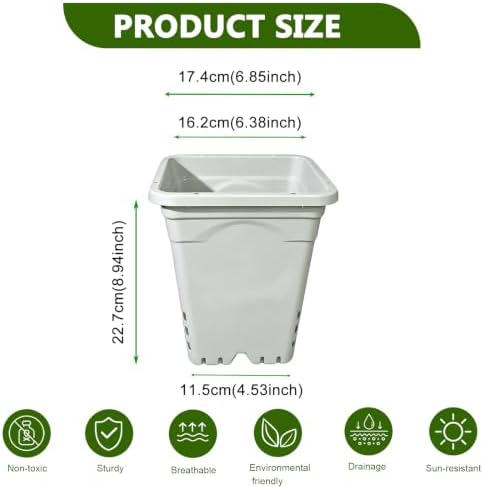 hg7x7sw 7"x7" square white pot, 9" tall pack shown in use