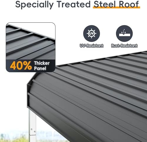 10x15 ft heavy duty metal carport kits with showing dimensions