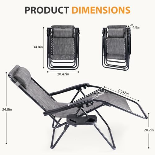 newbulig zero gravity chairs set of 4, folding, close-up detail