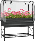 outsunny raised garden bed with cover and storage, main product view