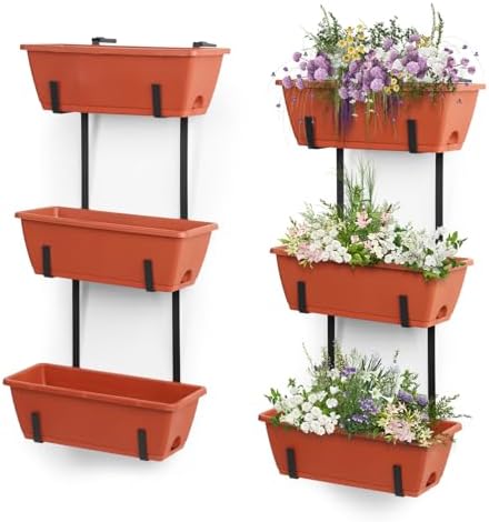 oyeal hanging flower pots for railing fence outdoor, front angle view