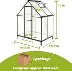 6x4ft outdoor greenhouse with roof vent, charcoal black shown in use