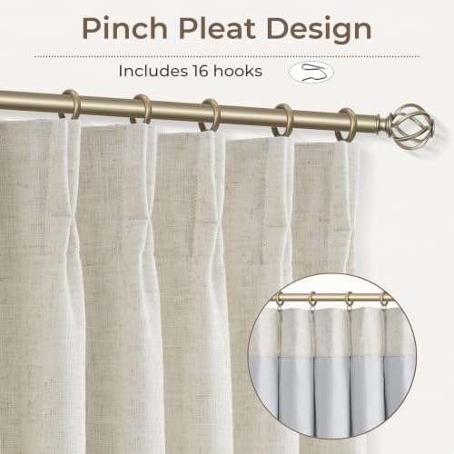 capaloca natural pinch pleated 100% blackout curtains 90 shown in use