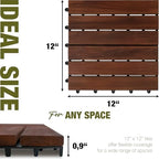acacia wood interlocking deck tiles, patio & backyard showing dimensions