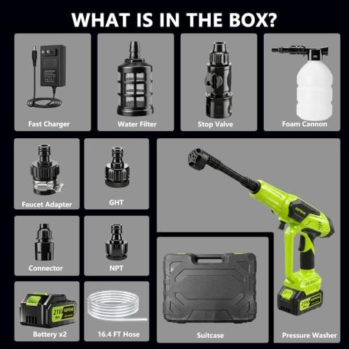 cordless pressure washer, 1450 psi portable handheld power, view 9