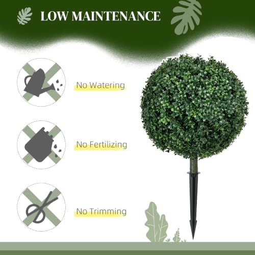 homcom 1.3ft (15.7") artificial boxwood topiary ball bush, side view