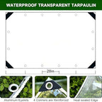 clear tarp 6x20ft thick heavy duty waterproof pvc showing dimensions