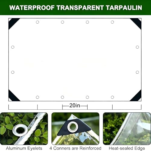 clear tarp 6x20ft thick heavy duty waterproof pvc showing dimensions