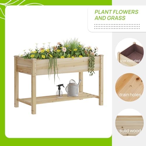 48x24x30.7in wood raised garden bed with legs wooden showing dimensions