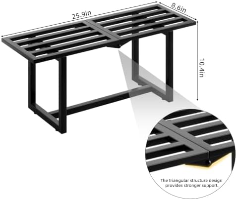 plant stand, foldable metal shelf, indoor outdoor,black, close-up detail