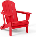 Malibu HDPE Outdoor Patio Folding Poly Adirondack Chair, Red