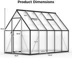 6x10 ft greenhouse for outdoors, polycarbonate greenhouse with, close-up detail