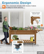 yefu raised garden bed with legs, hips, waterproof shown in use