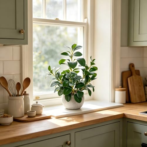 alphaacc 17" artificial ficus cement pot home kitchen, side view