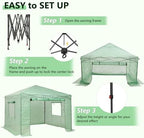 gdy 8x8ft instant pop-up greenhouse, walk-in plant gardening, close-up detail