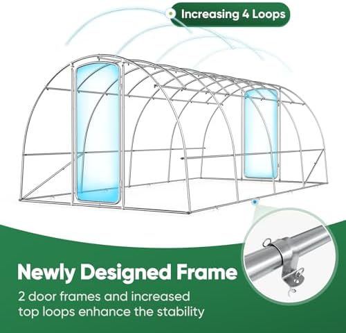 quictent 20x10x6.6ft tunnel greenhouse for outdoors with 2 showing dimensions