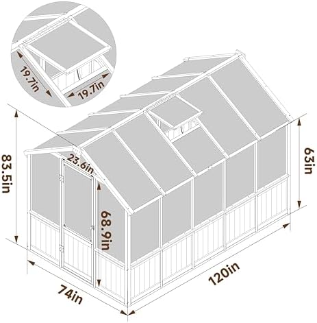 veikou 6' x10' wood greenhouse for outdoors with shown in use
