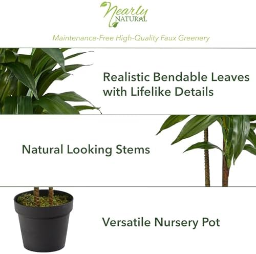 nearly natural 48 in artificial dracaena real touch, side view