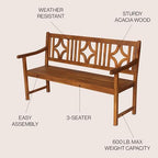 jonathan y sloane 59" ogee diamond back acacia, side view