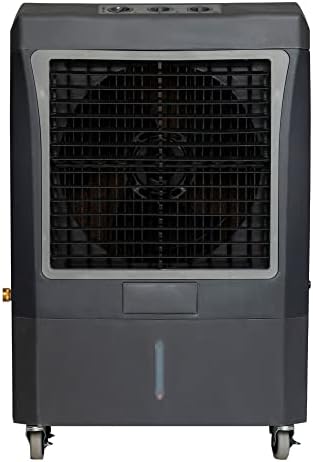 hessaire mc37m indoor or outdoor portable oscillating evaporative shown in use
