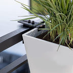 veradek pure series railing planter - tapered window, front angle view