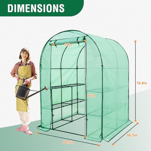 eagle peak 3-tier walk in portable greenhouse with, close-up detail