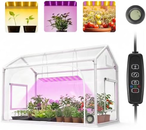 mini greenhouse with grow light, timer & hygrothermograph, main product view