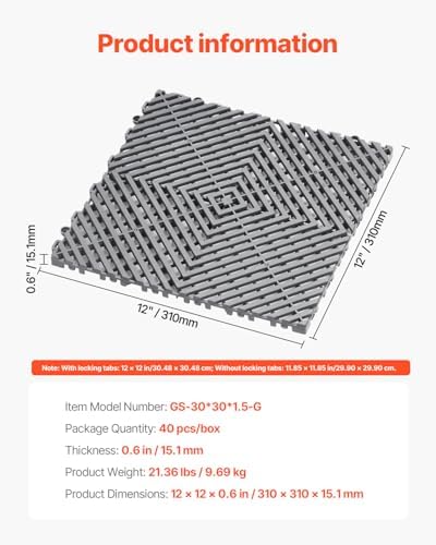 vevor interlocking drainage mat, 12” x 12” modular on a desk or shelf