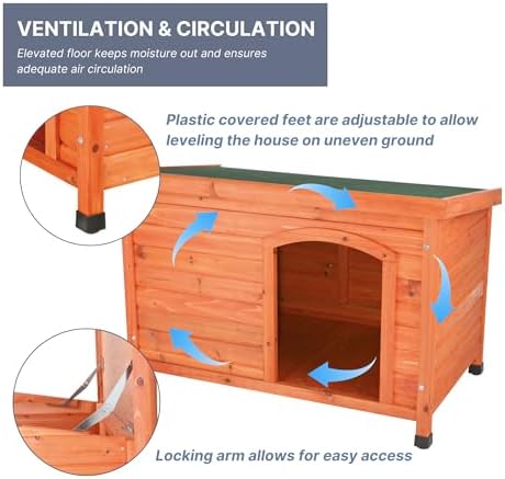 trixie pet products dog club house, large,glazed pine,40.75x26.75x28.25 showing dimensions