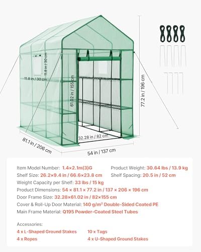 vevor walk-in greenhouse, 54" x 81.1" x 77.2" on a desk or shelf