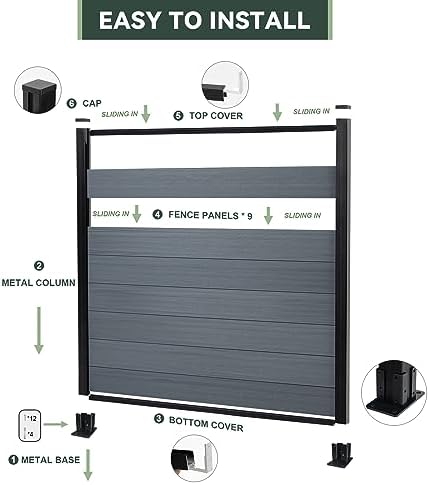 mondaria privacy fence panels for outside,6ft(w) x 6ft(h), package contents