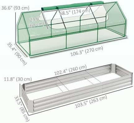 outsunny 8.6 x 3 x 1ft metal planter on a desk or shelf