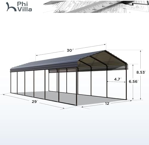 phi villa 12x30 carport, metal carports canopy heavy, package contents