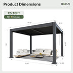 aoxun louvered pergola 10x12, outdoor metal pergola with on a desk or shelf
