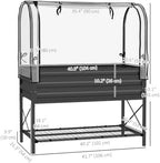 outsunny raised garden bed with cover and storage on a desk or shelf