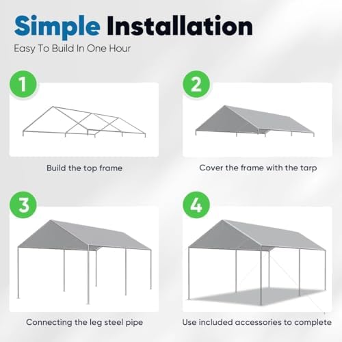 quictent 10x15 ft heavy duty car canopy galvanized on a desk or shelf