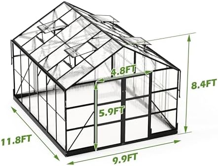amerlife 10x12 ft polycarbonate greenhouse with 4 roof on a desk or shelf