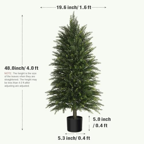 4ft full artificial cedar trees set of 2 shown in use