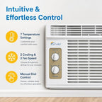 senville 5,000 btu window air conditioner, cools up showing dimensions