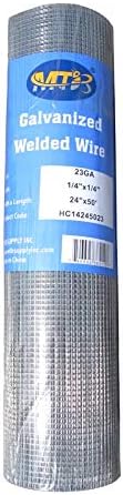 MTB Supply 23GA Galvanized After Welding Hardware Cloth 24 in x 50 ft - 1/4 x1/4 inch Mesh