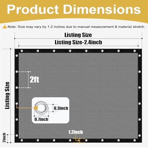 shade&beyond 90% sun shade cloth with grommets, 8', close-up detail