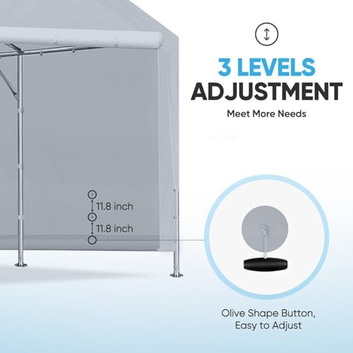 quictent 10 ft wide carport replacement canopy zipper, side view