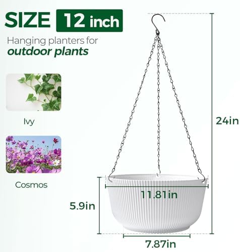 t4u hanging planters for indoor outdoor, 12 inch shown in use