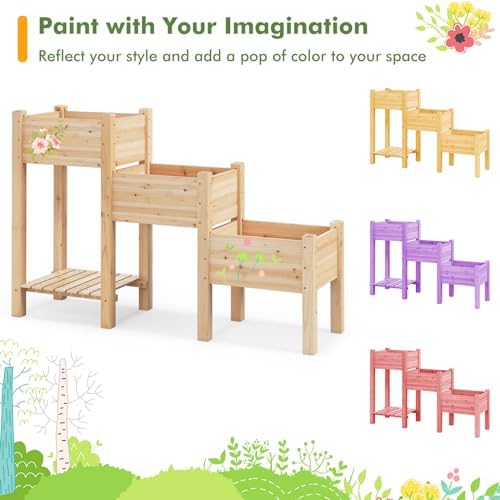 costway raised garden bed, 3-tier wooden elevated planter, package contents