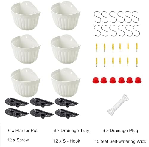 orimerc 6 pcs plastic large wall plant pots, view 9