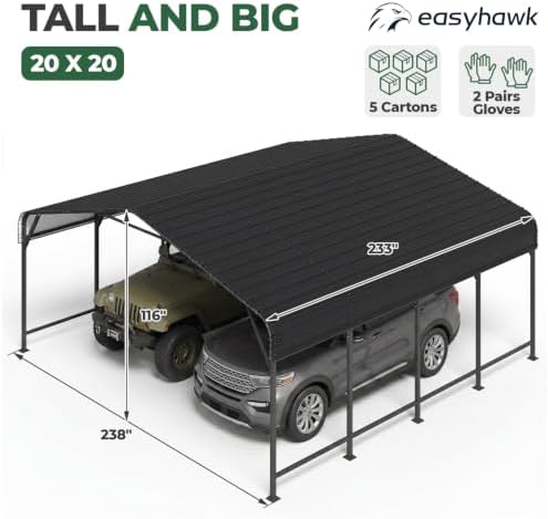20x20 ft metal carport, outdoor heavy duty 2 shown in use