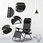 FDW Zero Gravity Chairs Set of 2 Black Lounge Patio Chairs Outdoor Yard Beach with Cup Holders, Black